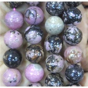 round Rhodonite beads, approx 8mm dia