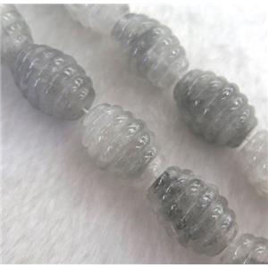 grey Cloudy Quartz barrel beads, approx 15x20mm, 15.5 inches