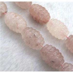 pink quartz barrel beads, approx 15x20mm, 15.5 inches