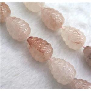 pink Strawberry Quartz teardrop beads, approx 15x20mm, 15.5 inches