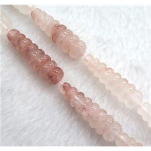 pink Strawberry Quartz teardrop beads, approx 10x35mm, 15.5 inches