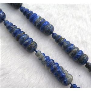 Lapis lazuli teardrop beads, approx 10x35mm, 15.5 inches