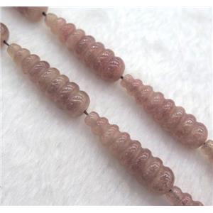 Strawberry Quartz teardrop beads, approx 10x35mm, 15.5 inches