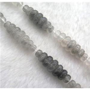 grey Cloudy Quartz rice beads, approx 10x30mm, 15.5 inches