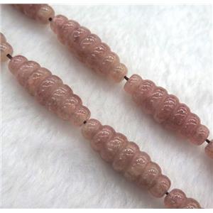 Strawberry Quartz rice beads, approx 10x30mm, 15.5 inches