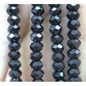Black Spinel Beads, faceted rondelle, AA-Grade, approx 2.5x4mm, 15.5 inches