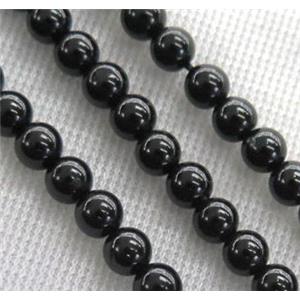 round Black Spinel Bead, approx 4.5mm dia, 15.5 inches