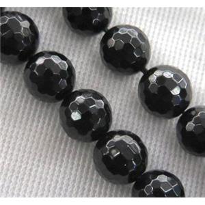 black Spinel Beads, faceted round, approx 8mm dia, 15.5 inches