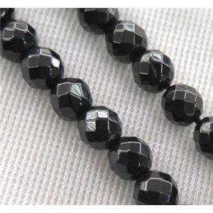 faceted round Black Spinel Beads, approx 6mm dia, 15.5 inches