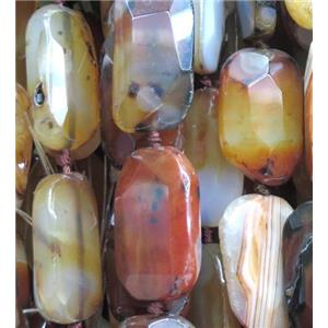 agate beads, faceted rectangle, coffee, approx 22-37mm