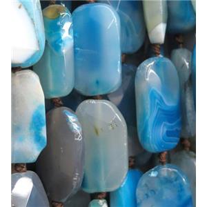 agate beads, blue, faceted rectangle, approx 22-37mm