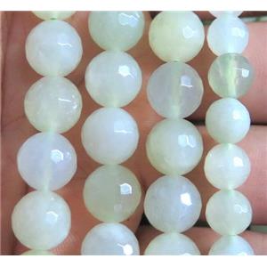 New Mountain Jade Beads, faceted round, green, A-Grade, approx 8mm dia