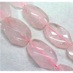 rose quartz bead, twist freeform, approx 23-35mm