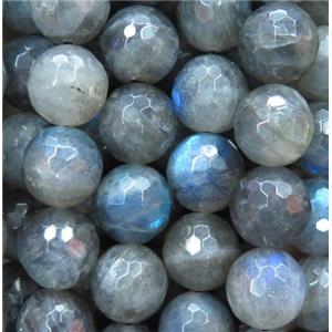 Labradorite beads, faceted round, AA-Grade, approx 4mm dia