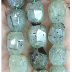 faceted freeform green prehnite nugget beads, approx 12-22mm