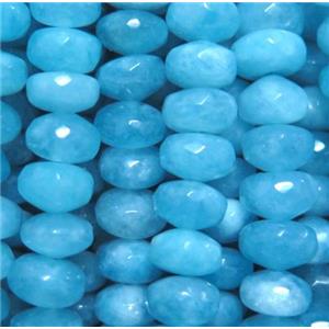 blue sponge quartz beads, faceted rondelle, aqua, stability, approx 4x6mm