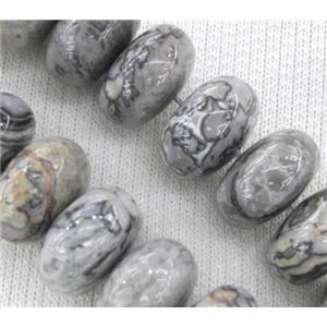 grey Picture Jasper beads, rondelle, approx 6x10mm