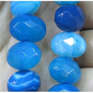 blue stripe agate beads, faceted oval, approx 13x18mm