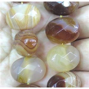 red stripe agate beads, faceted oval, approx 15x20mm