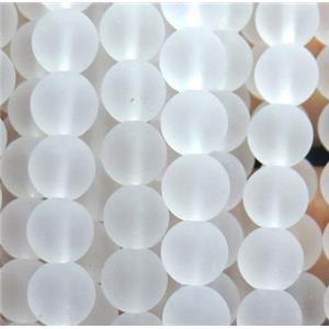 white round matte Clear Quartz Beads, approx 10mm dia