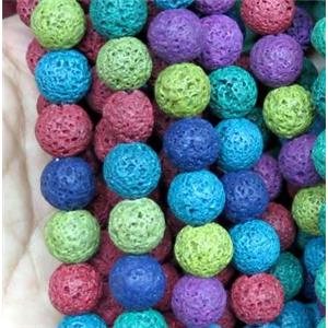 lava bead, round, mixed color, approx 8mm dia