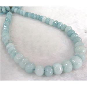 Sinkiang Jade Beads, faceted rondelle, blue, approx 10-18mm