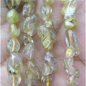 golden rutilated quartz chip bead, freeform, approx 6-10mm