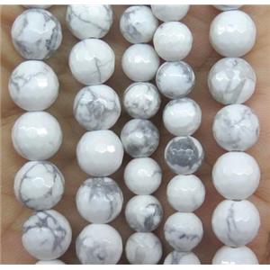 white howlite turquoise beads, faceted round, approx 6mm dia