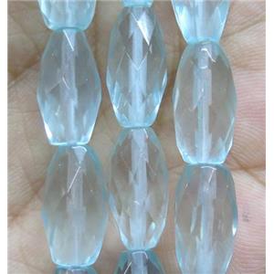 Topaz beads synthetic with crystal, blue, faceted rice, approx 8x16mm