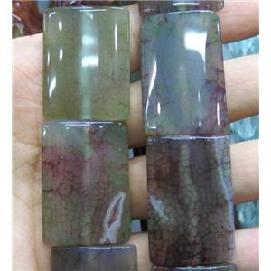 dragon veins agate bead, rectangle, approx 25x32mm