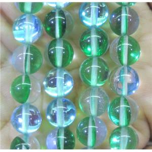 round green synthetic Aura Quartz Glass Beads, approx 12mm dia