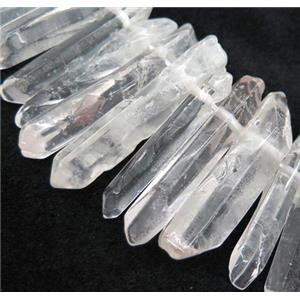 Clear Crystal Quartz stick collar beads, polished, top drilled, approx 15-50mm