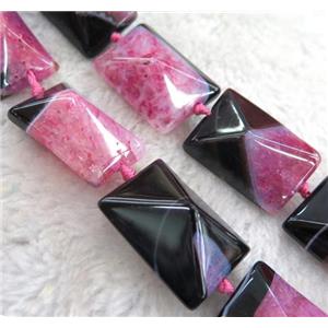 agate rectangle beads with pink druzy, point, approx 20-30mm, 12beads per st.