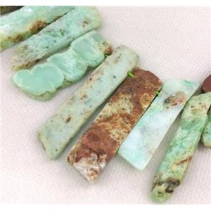 green Australian Chrysoprase collar beads, stick, approx 15-50mm