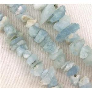 Aquamarine beads chip, freeform, blue, approx 8-16mm