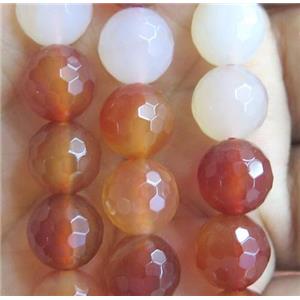 Red Carnelian agate beads, faceted round, approx 6mm dia