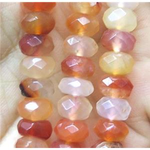 Red Carnelian agate beads, faceted rondelle, approx 5x8mm