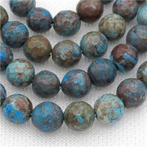 blue Oak Jasper beads, faceted round, approx 8mm dia