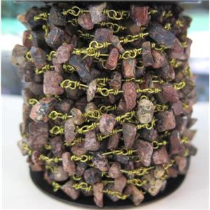 Rhodonite chip bead rosary chain, handmade, approx 6-10mm bead