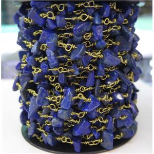 blue Lapis Lazuli chip bead rosary chain, approx 6-10mm bead