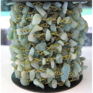 Amazonite chip bead rosary chain, approx 6-10mm bead