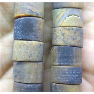 matte tiger eye stone bead, heishi, approx 14-16mm dia