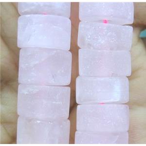 matte rose quartz bead, heishi, approx 14-16mm dia