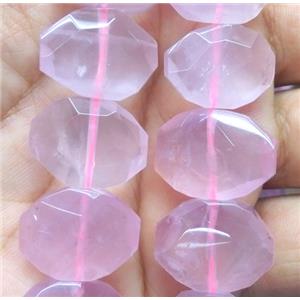 rose quartz beads, faceted oval, approx 15-20mm, 15.5 inches length