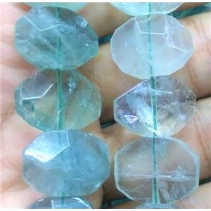 green fluorite bead, faceted oval, approx 15-20mm, 15.5 inches length