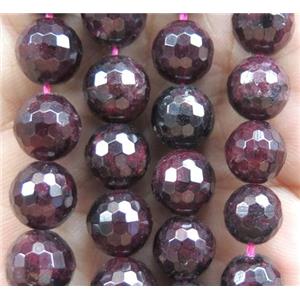 natural red garnet beads, faceted round, approx 6mm dia