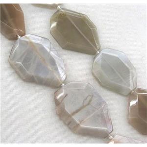grey Moonstone bead, faceted rhombic, approx 25-50mm