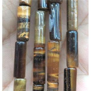 yellow Tiger eye stone tube beads, approx 4x13mm