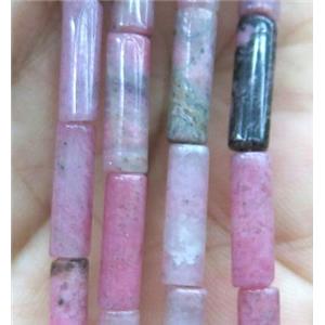 pink Rhodonite tube beads, dye, approx 4x13mm