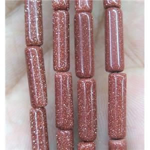 gold sandstone tube beads, approx 4x13mm
